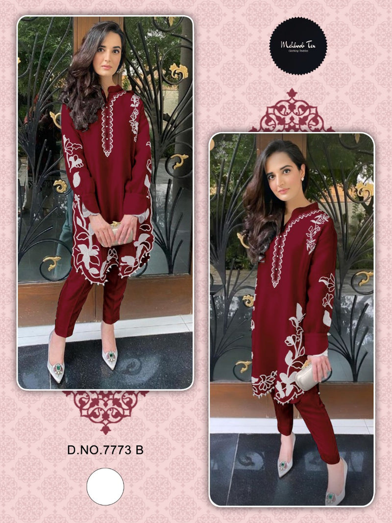 Mehboob Tex Dno 7773 B Georgette With Beautiful Heavy Embroidery Work Stylish Designer Party Wear Kurti