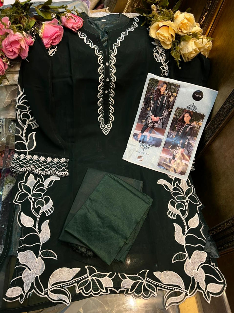 Mehboob Tex Dno 7773 D Georgette With Beautiful Heavy Embroidery Work Stylish Designer Party Wear Kurti