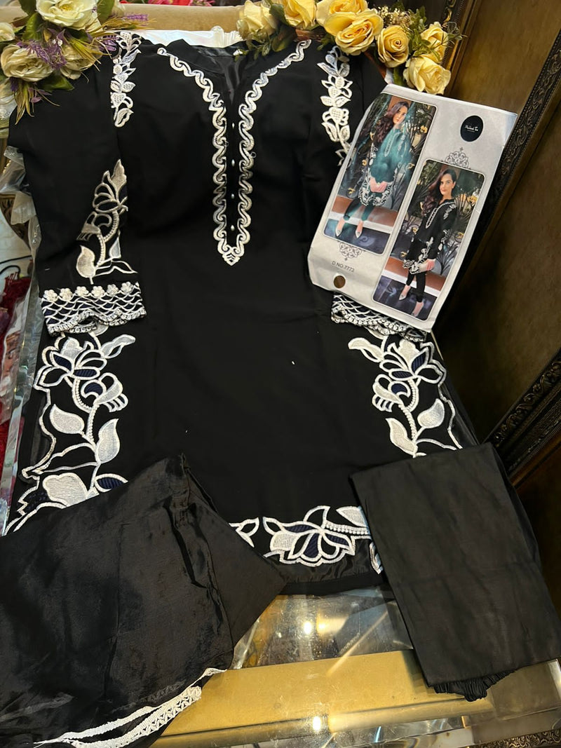Mehboob Tex Dno 7773 A Georgette With Beautiful Heavy Embroidery Work Stylish Designer Party Wear Kurti