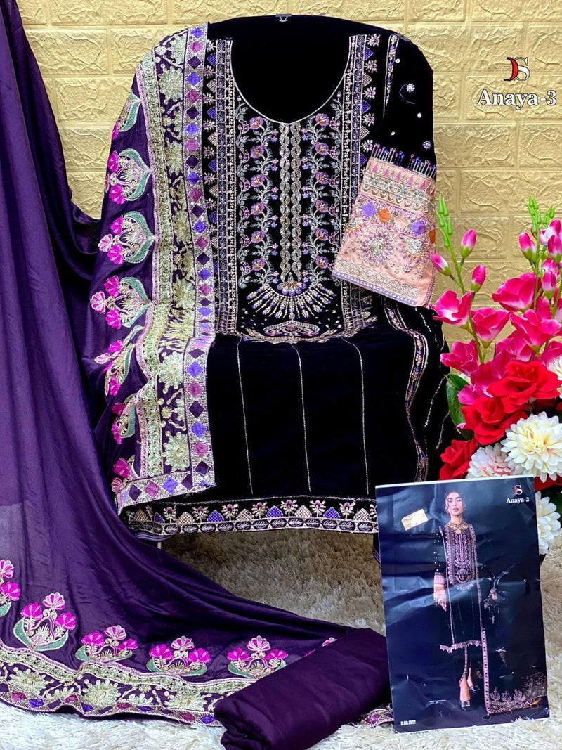 Deepsy Suit Dno 1902 Velvet With Beautiful Heavy Embroidery Work Stylish Designer Party Wear Salwar Kameez
