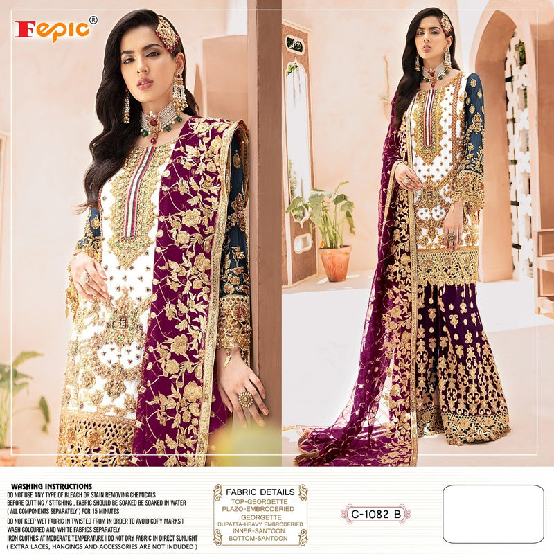 Fepic Rosemeen C 1082 B Georgette With Heavy Beautiful Embroidery Work Stylish Designer Wedding Look