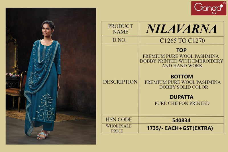 Ganga Dno 1265 To 1270 Pashmina With Beautiful Work Stylish Designer Casual Look Salwar Kameez