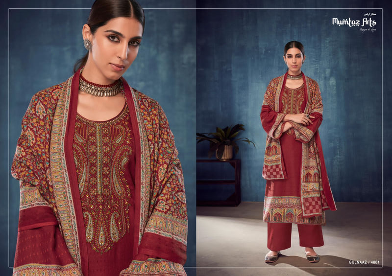 Mumtaz Arts Gulnaaz Pashmina With Heavy Neck Embroidery Work Stylish Designer Festive Wear Salwar Kameez