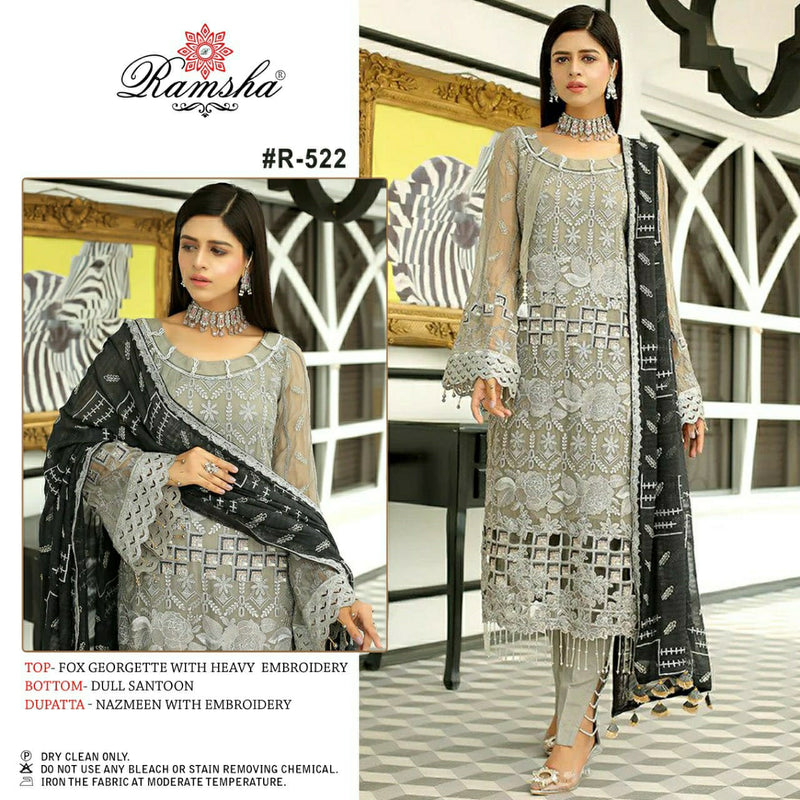 Ramsha Dno R 522 Georgette With Beautiful Embroidery Work Stylish Designer Attractive Look Salwar Kameez