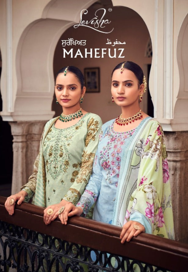 Levisha Mahefuz Pure Cotton With Heavy Embroidery Work Stylish Designer Pakistani Salwar Kameez