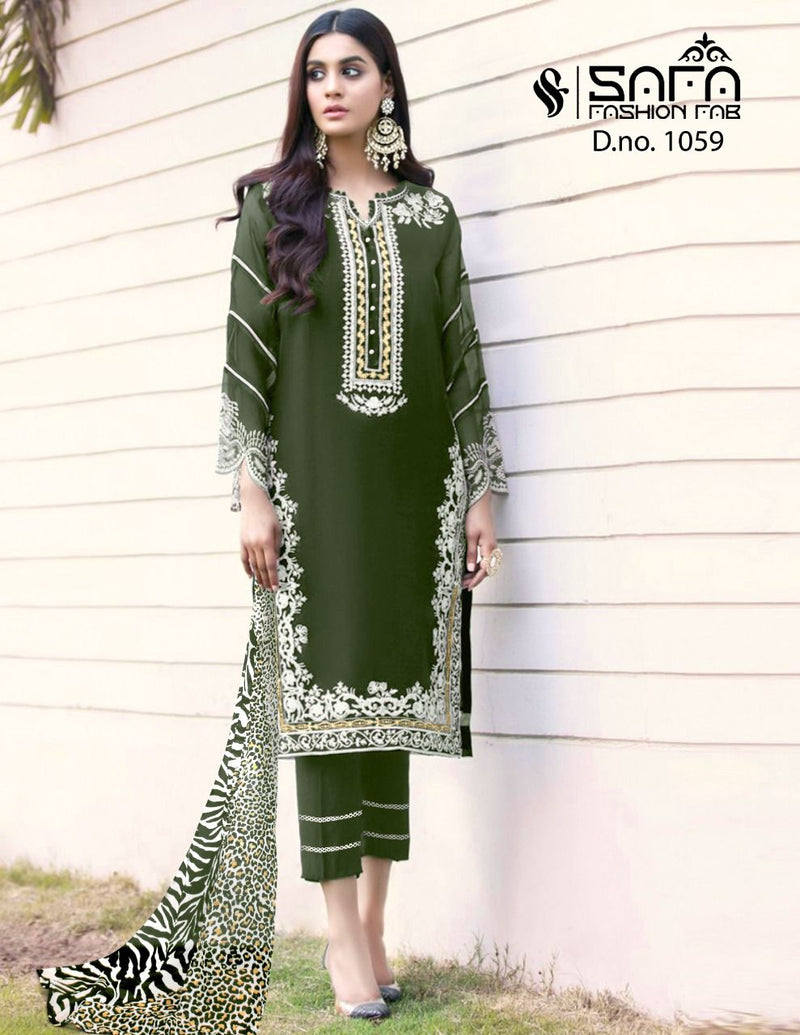Safa Fashion Fab Dno 1059 Georgette Beautiful Embroidered Tunic With Sleeves Luxury Pret Formal Collection Kurti