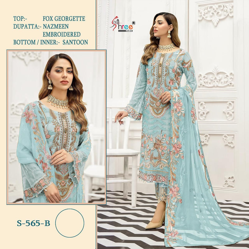 Shree Fabs Dno S 565 B Georgette With Beautiful Fancy Work Stylish Designer Party Wear Salwar Kameez