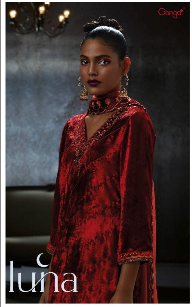 Ganga Dno 1193 To 1198 Velvet With Beautiful Work Stylish Designer Casual Look Salwar Suit