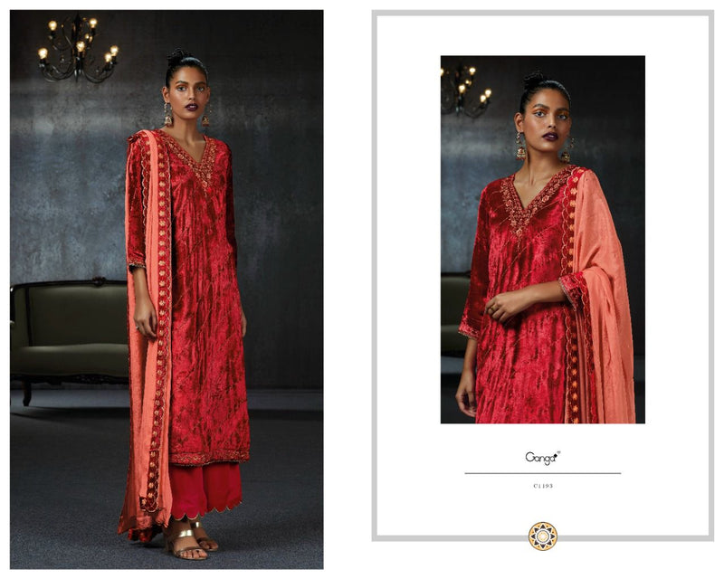 Ganga Dno 1193 To 1198 Velvet With Beautiful Work Stylish Designer Casual Look Salwar Suit
