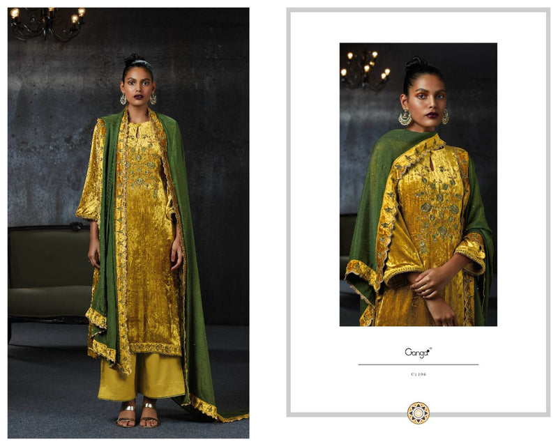 Ganga Dno 1193 To 1198 Velvet With Beautiful Work Stylish Designer Casual Look Salwar Suit