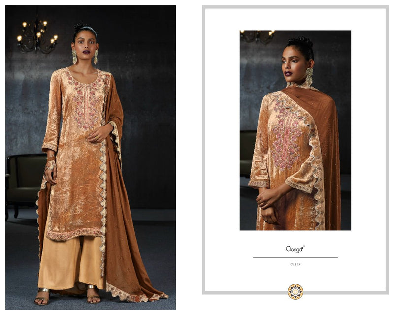 Ganga Dno 1193 To 1198 Velvet With Beautiful Work Stylish Designer Casual Look Salwar Suit
