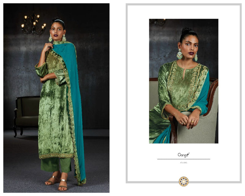 Ganga Dno 1193 To 1198 Velvet With Beautiful Work Stylish Designer Casual Look Salwar Suit