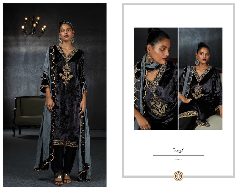 Ganga Dno 1193 To 1198 Velvet With Beautiful Work Stylish Designer Casual Look Salwar Suit