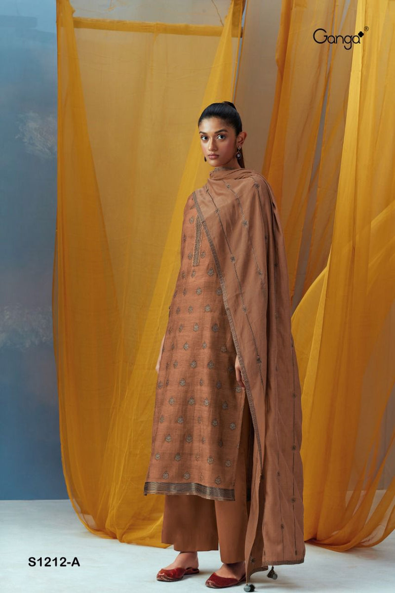 Ganga Dno 1212 A Woven Silk With Beautiful Fancy Work Stylish Designer Casual Wear Salwar Suit