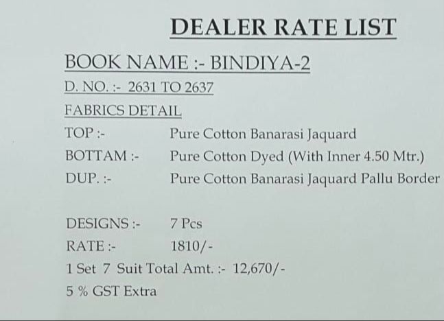 Rivaa Bindiya Dno 2631 To 2637 Pure Cotton With Heavy Beautiful Work Stylish Designer Festive Wear Salwar Kameez