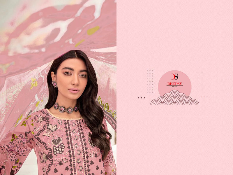 Deepsy Suit Cheveron lawn 22 Pure Cotton With Fancy Work Stylish Designer Casual Look Pakistani Fancy Salwar Kameez