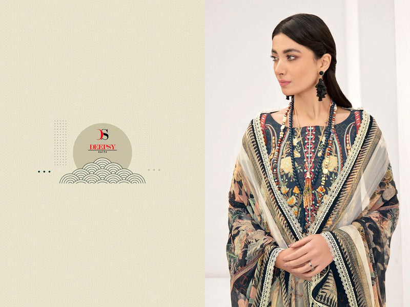 Deepsy Suit Cheveron lawn 22 Pure Cotton With Fancy Work Stylish Designer Casual Look Pakistani Fancy Salwar Kameez