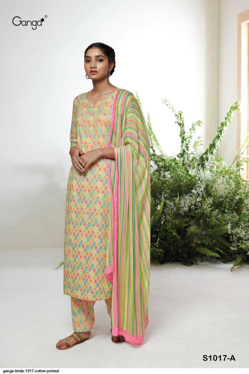 Ganga Dno 1017 Pure Cotton With Fancy Work Stylish Designer Casual Look Fancy Salwar Suit