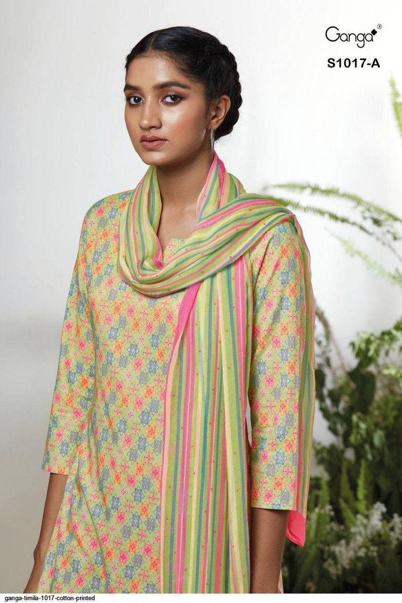 Ganga Dno 1017 Pure Cotton With Fancy Work Stylish Designer Casual Look Fancy Salwar Suit