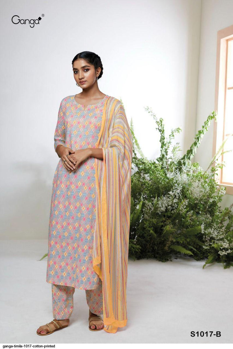 Ganga Dno 1017 Pure Cotton With Fancy Work Stylish Designer Casual Look Fancy Salwar Suit