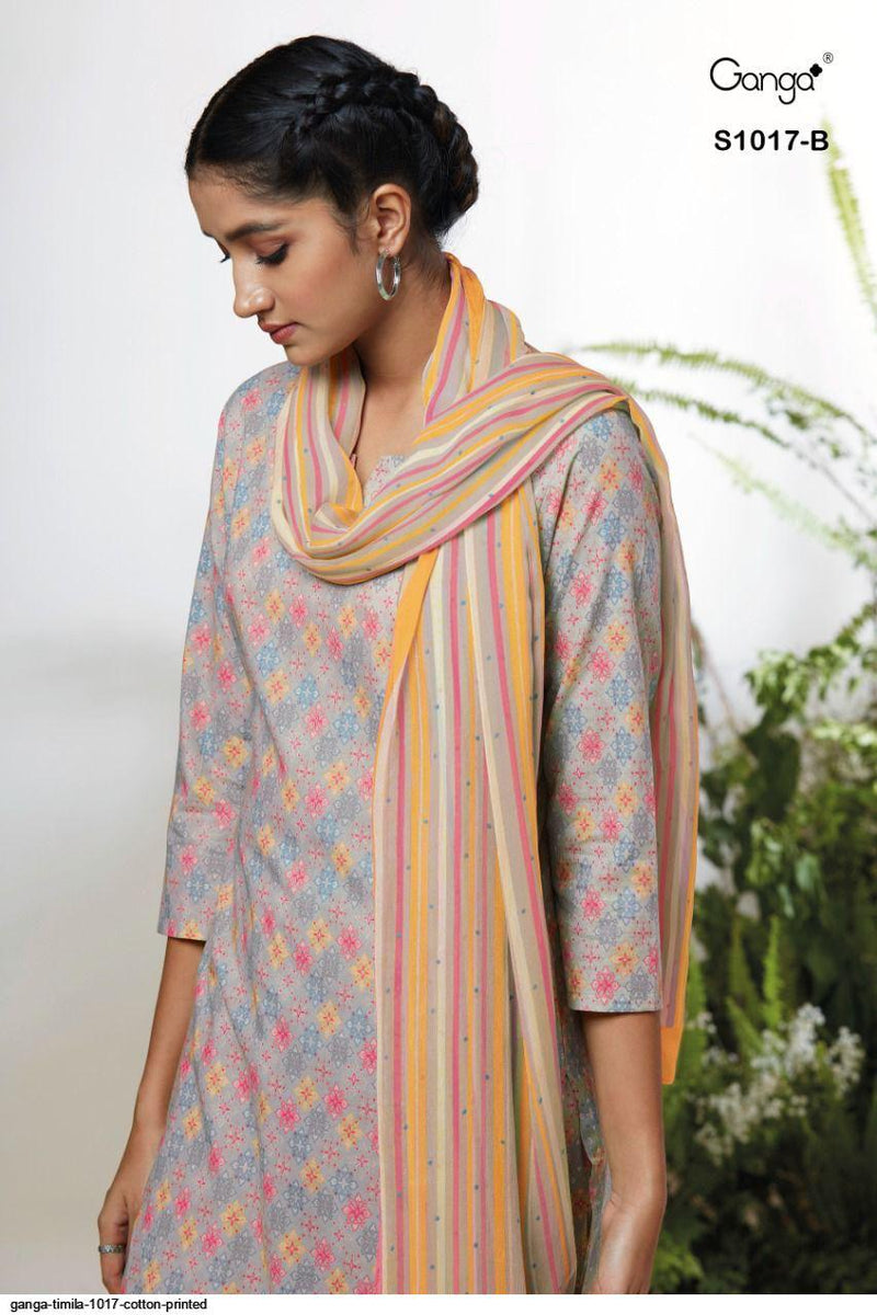 Ganga Dno 1017 Pure Cotton With Fancy Work Stylish Designer Casual Look Fancy Salwar Suit
