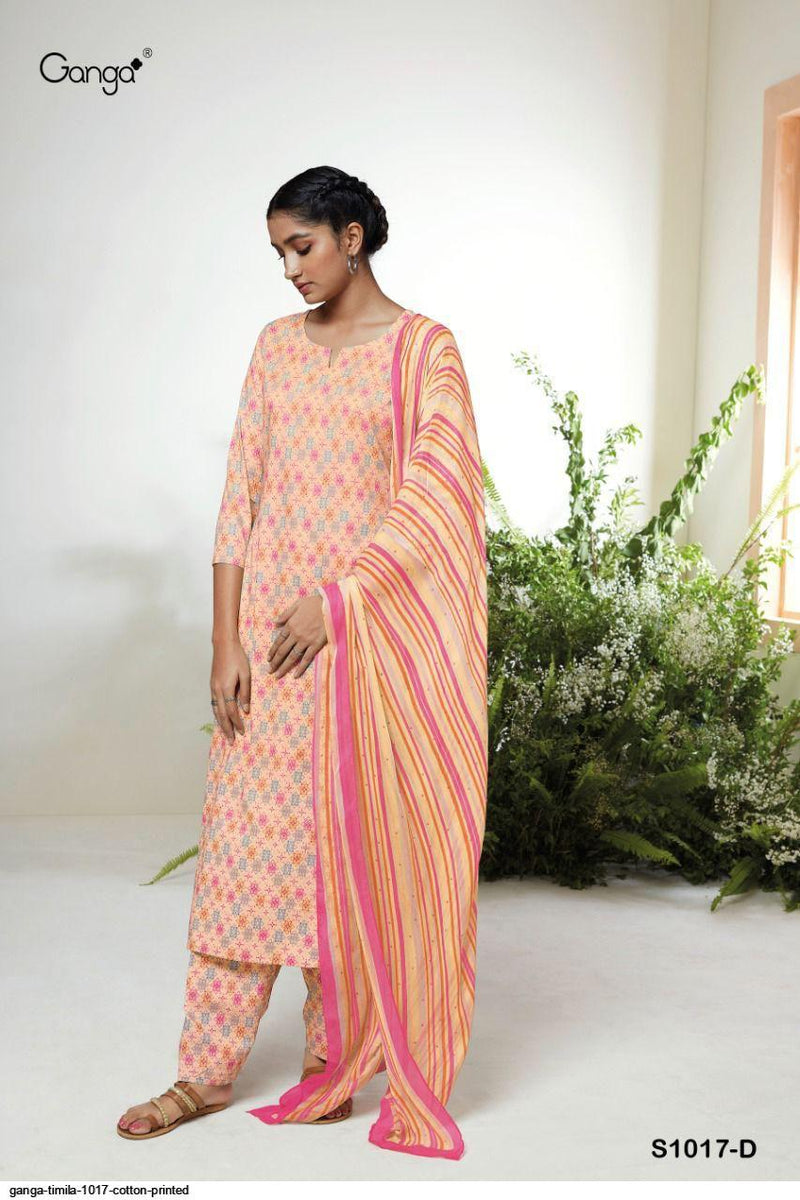 Ganga Dno 1017 Pure Cotton With Fancy Work Stylish Designer Casual Look Fancy Salwar Suit