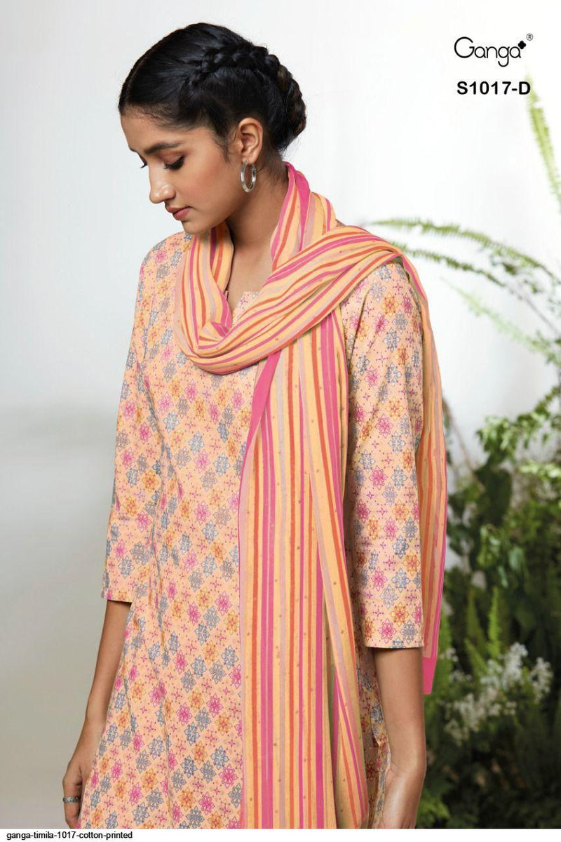 Ganga Dno 1017 Pure Cotton With Fancy Work Stylish Designer Casual Look Fancy Salwar Suit