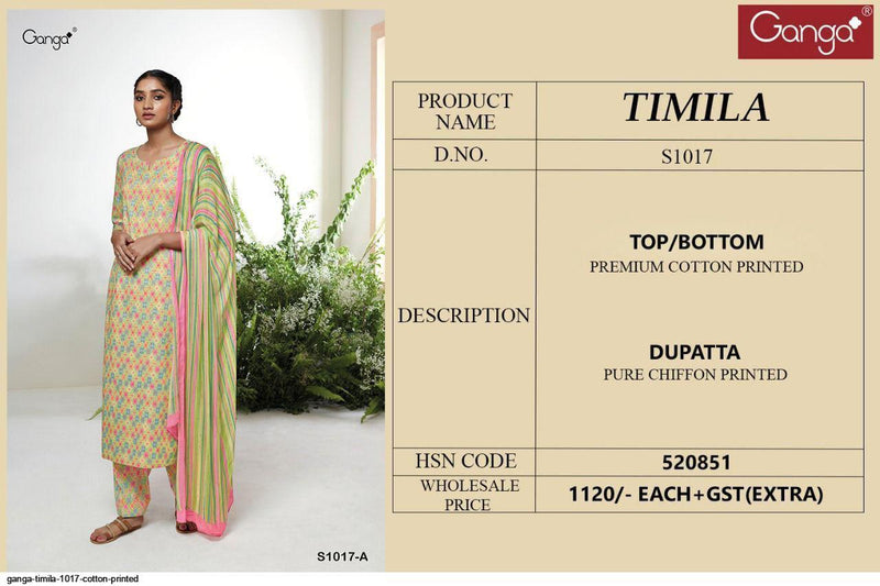 Ganga Dno 1017 Pure Cotton With Fancy Work Stylish Designer Casual Look Fancy Salwar Suit