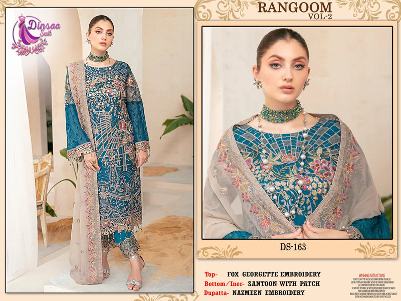 Dinsaa Suit Dno 163 Georgette With Heavy Embroidery Work Stylish Designer Party Wear Salwar Kameez