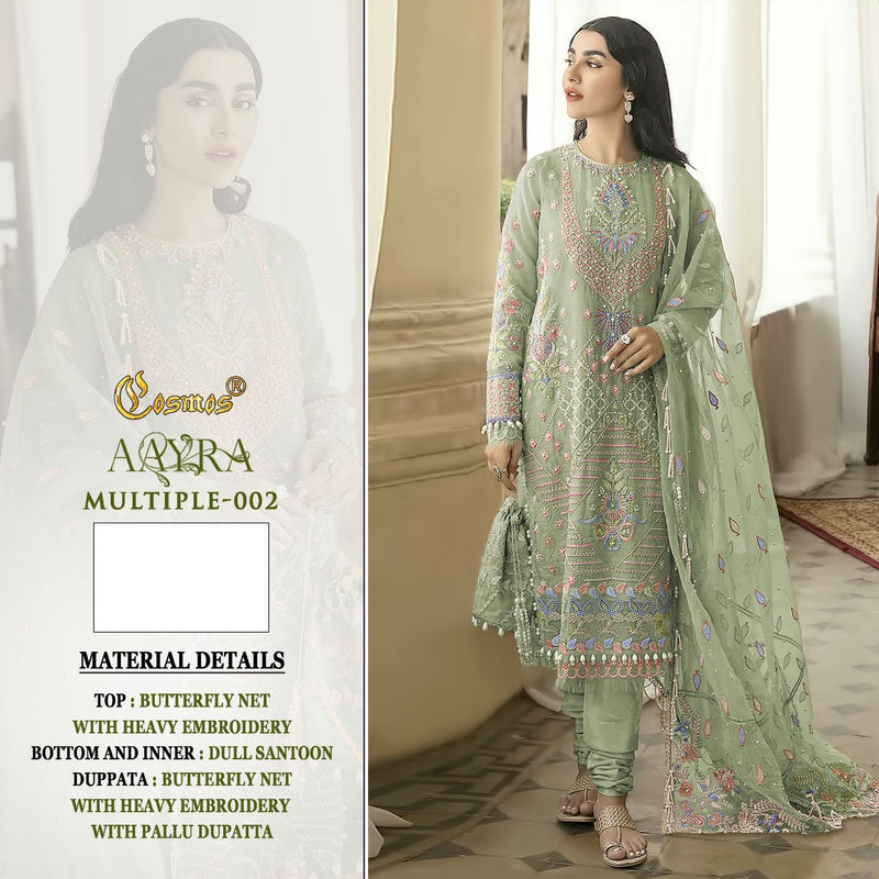 Cosmos Aarya Vol 02 Net With Heavy Embroidery Work Stylish Designer Party Wear Fancy Salwar Kameez