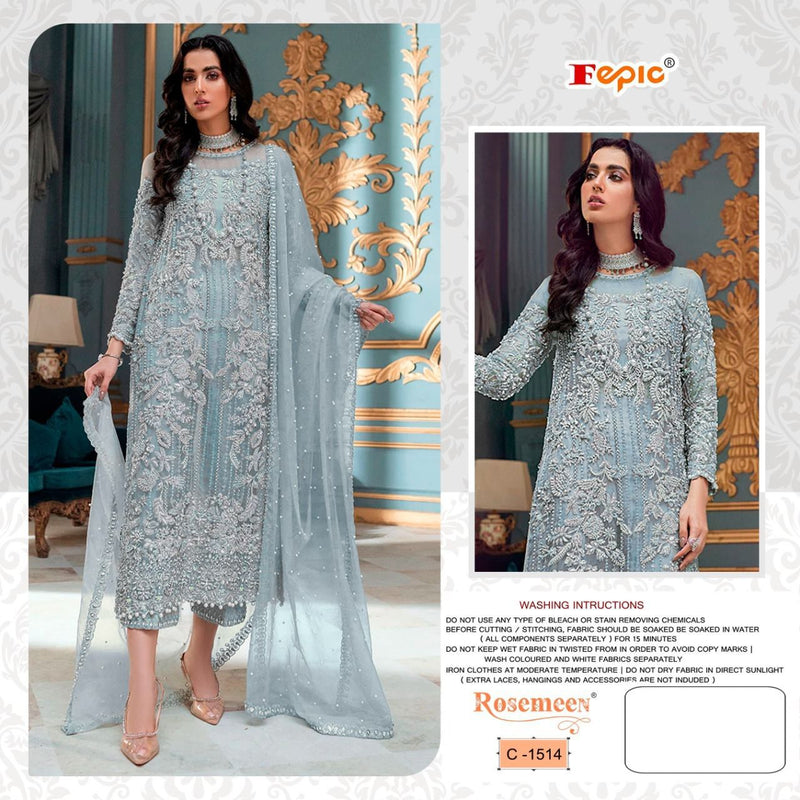 Fepic Rosemeen C 1514  Organza Embroidery With Heavy Hand Work Stylish Designer Party Wear Salwar Kameez