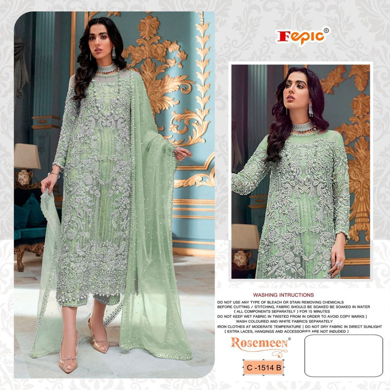 Fepic Rosemeen C 1514 B Organza Embroidery With Heavy Hand Work Stylish Designer Party Wear Salwar Kameez