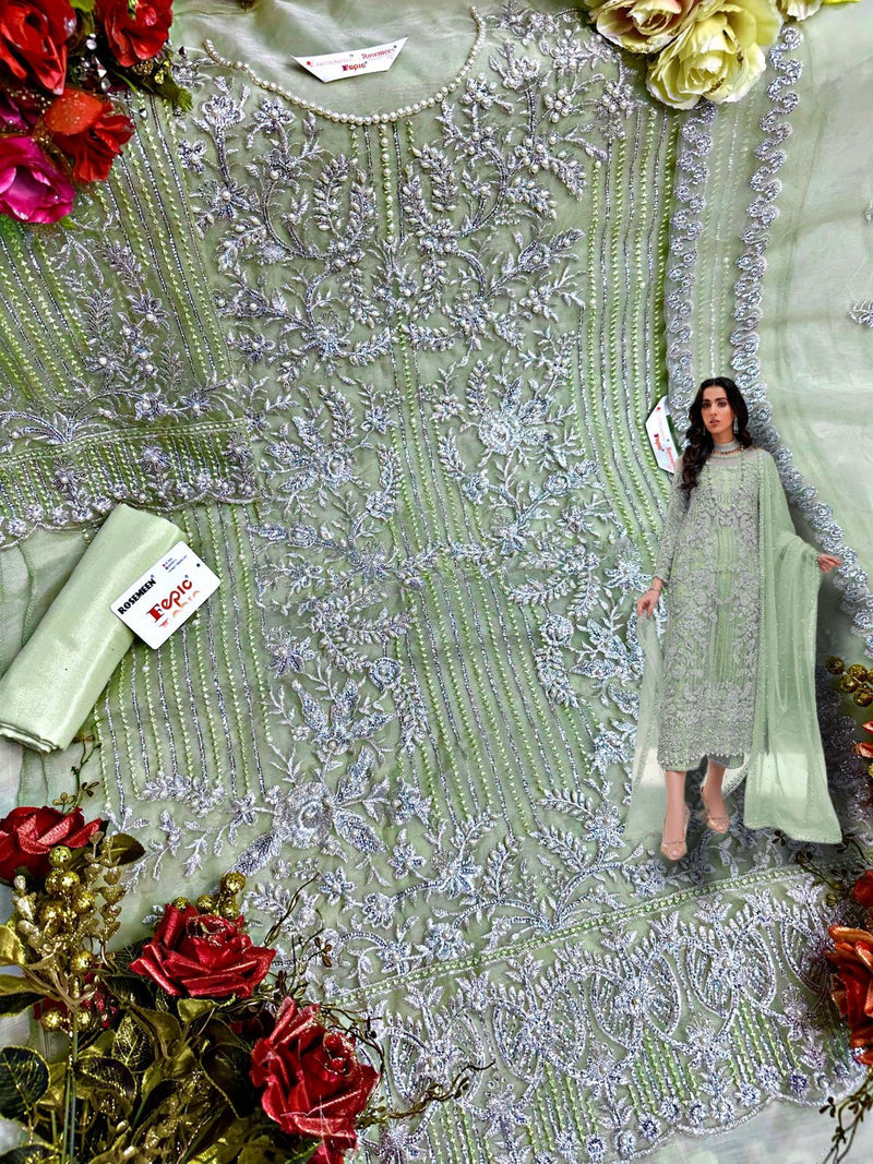 Fepic Rosemeen C 1514 B Organza Embroidery With Heavy Hand Work Stylish Designer Party Wear Salwar Kameez