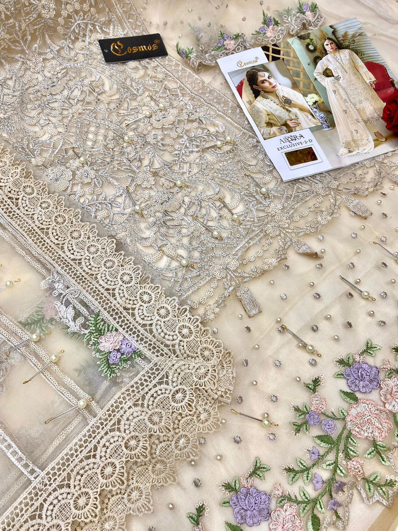 Cosmos Aayra Exclusive 2 D Butterfly Net With Heavy Embroidery Work Stylish Designer Wedding Look Salwar Kameez