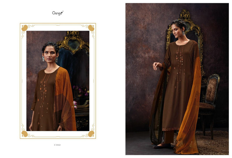 Ganga Dno 1301 To 1306 Wool Pashmina With Heavy Beautiful Work Stylish Designer Festive Wear Salwar Kameez