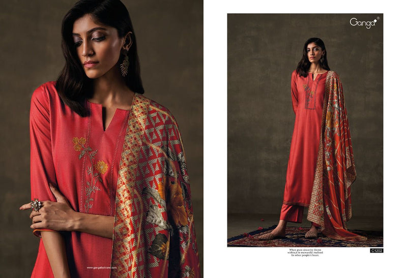 Ganga Aarzoo C 1199 To 1204 Pashmina With Beautiful Work Stylish Designer Festive Wear Salwar Suits