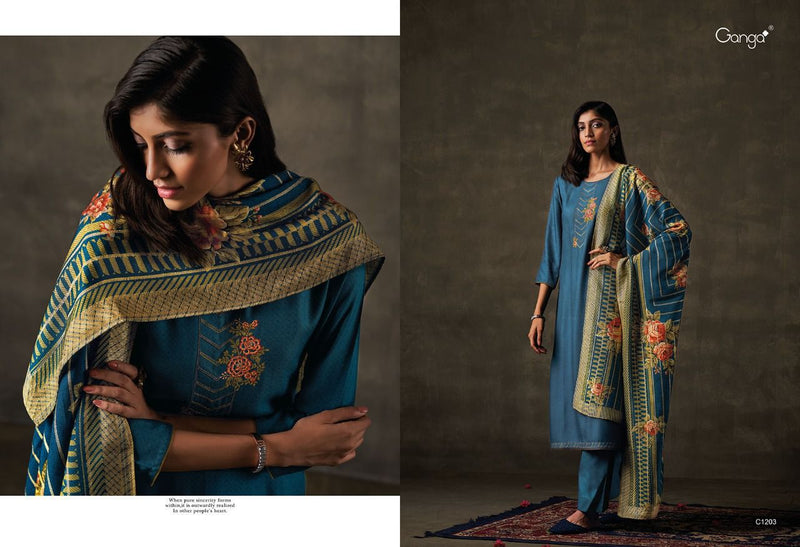 Ganga Aarzoo C 1199 To 1204 Pashmina With Beautiful Work Stylish Designer Festive Wear Salwar Suits