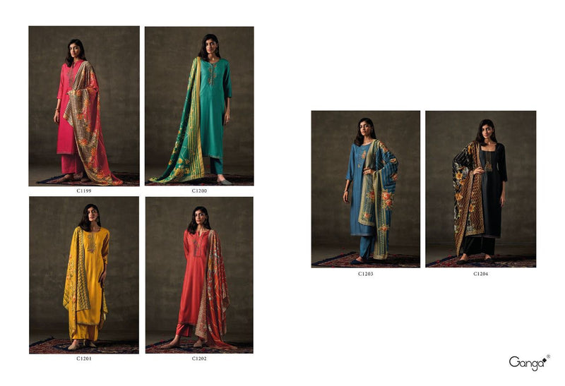 Ganga Aarzoo C 1199 To 1204 Pashmina With Beautiful Work Stylish Designer Festive Wear Salwar Suits