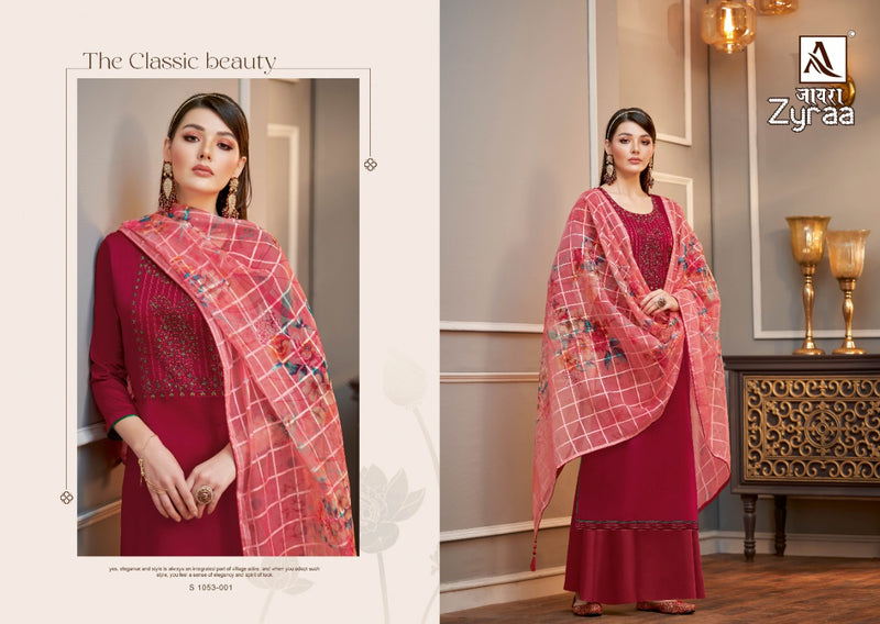 Alok Suit Zyraa Pure Cotton With Heavy Embroidery Work Stylish Designer Festive Wear Salwar Kameez