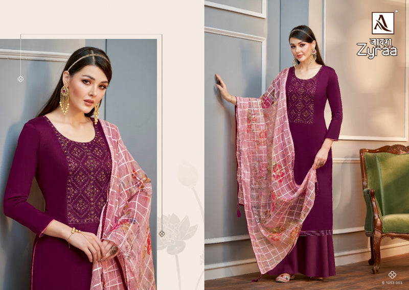 Alok Suit Zyraa Pure Cotton With Heavy Embroidery Work Stylish Designer Festive Wear Salwar Kameez