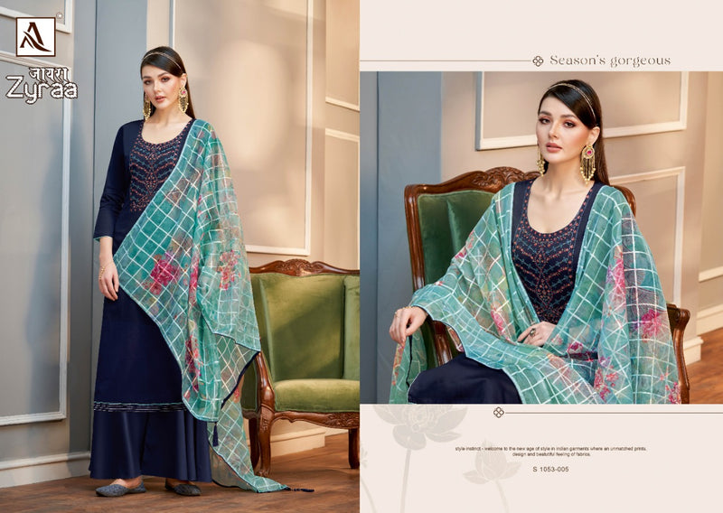 Alok Suit Zyraa Pure Cotton With Heavy Embroidery Work Stylish Designer Festive Wear Salwar Kameez