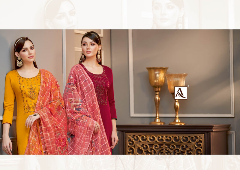 Alok Suit Zyraa Pure Cotton With Heavy Embroidery Work Stylish Designer Festive Wear Salwar Kameez