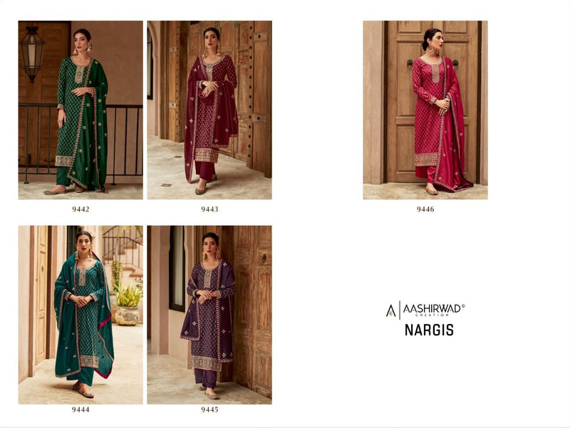 Aashirwad Nargis Silk With Beautiful Fancy Work Stylish Designer Party Wear Attractive Look Salwar Kameez