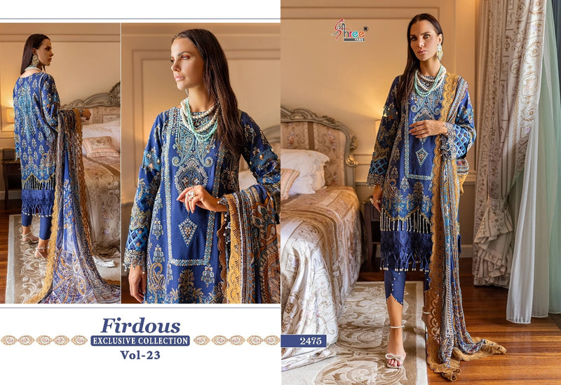 Shree Fabs Firdous Exclusive Vol 23 Pure Cotton With Heavy Embroidery Work Stylish Designer Pakistani Salwar Kameez