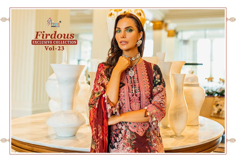 Shree Fabs Firdous Exclusive Vol 23 Pure Cotton With Heavy Embroidery Work Stylish Designer Pakistani Salwar Kameez