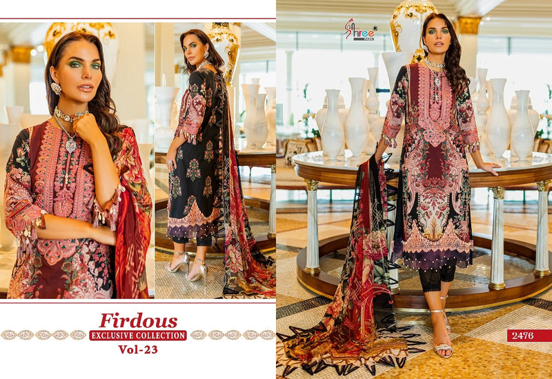 Shree Fabs Firdous Exclusive Vol 23 Pure Cotton With Heavy Embroidery Work Stylish Designer Pakistani Salwar Kameez