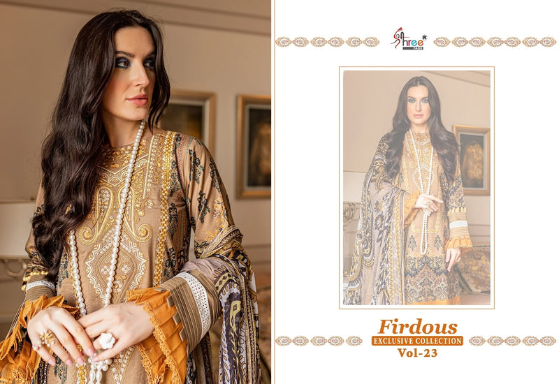 Shree Fabs Firdous Exclusive Vol 23 Pure Cotton With Heavy Embroidery Work Stylish Designer Pakistani Salwar Kameez