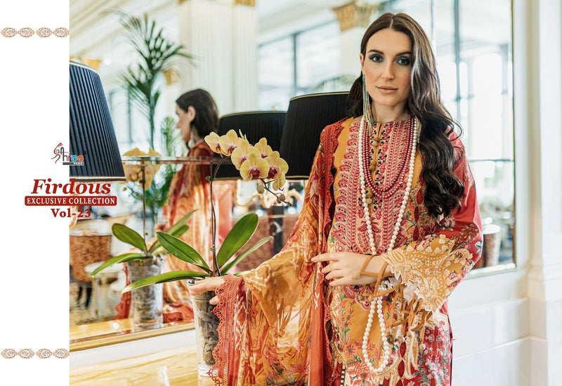 Shree Fabs Firdous Exclusive Vol 23 Pure Cotton With Heavy Embroidery Work Stylish Designer Pakistani Salwar Kameez
