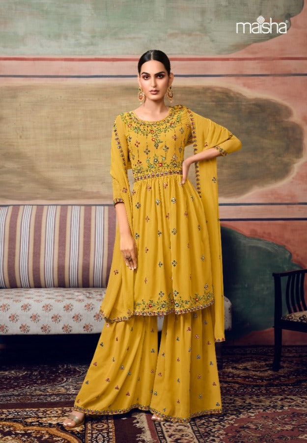 Maisha Zareen Georgette With Fancy Beautiful Work Stylish Designer Party Wear Fancy Sharara