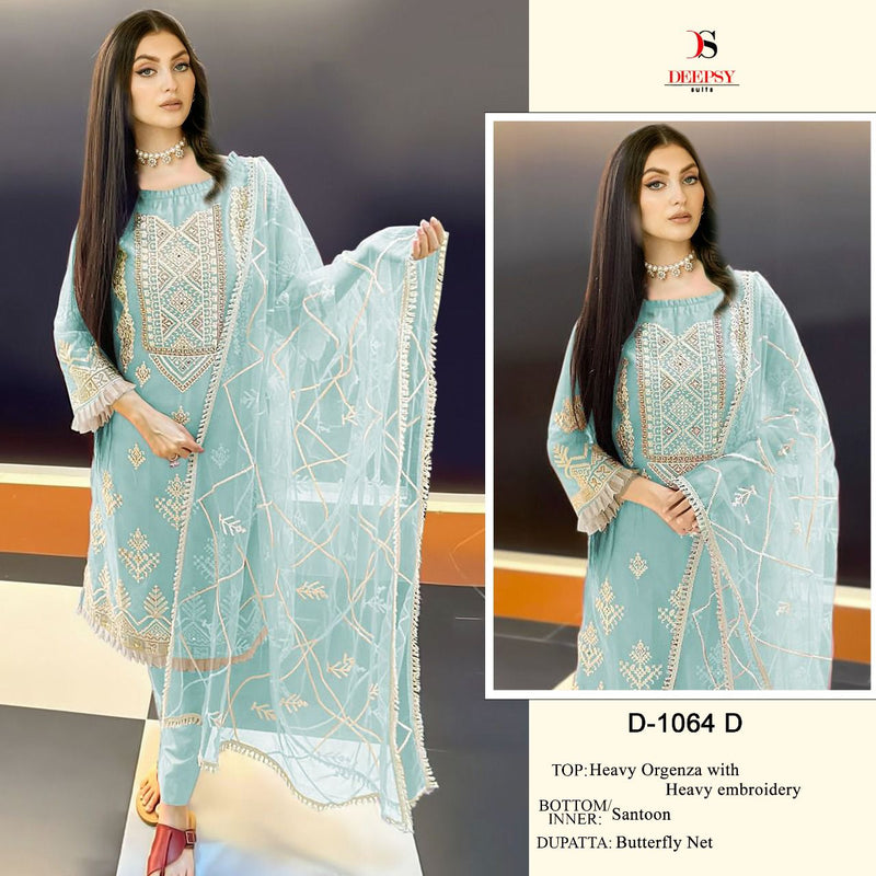Deepsy Suit Dno 1064 A To D Organza With Beautiful Work Stylish Designer Pakistani Salwar Kameez